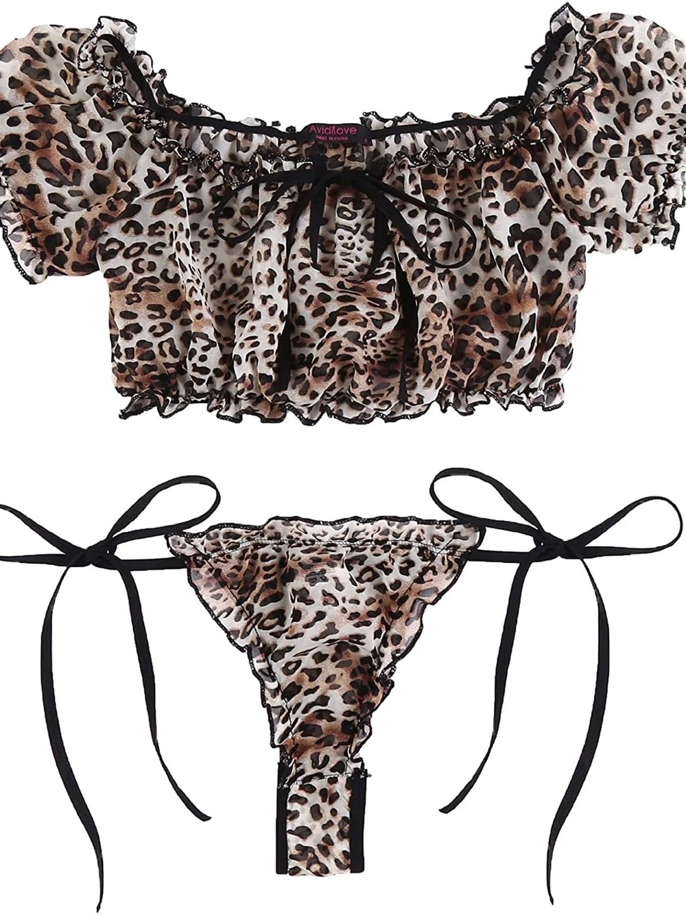 AVIDLOVE Leopard Print Tie-Up Set